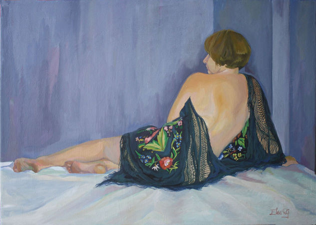 Mujer sentada de espaldas Oil Canvas Nude Paintings