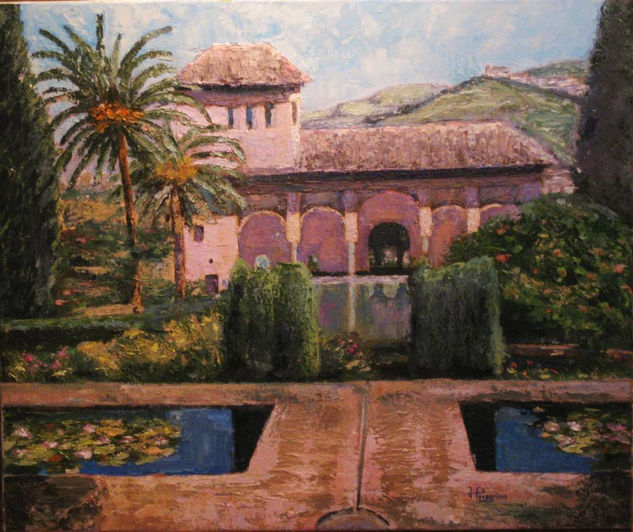 Patio de la Alhambra Oil Canvas Landscaping