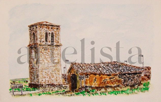 Torre Santa Maria de los Oteros Watercolour Paper Landscaping