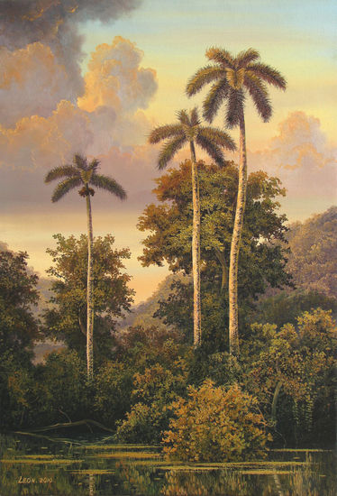 Añoranza de palmeras Óleo Lienzo Paisaje