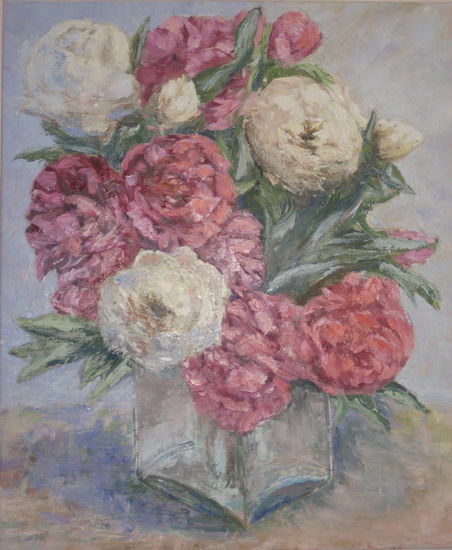 Flore blancas y rojas Oil Canvas Floral Painting