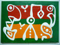 WHITE ON RED,ORANGE AND GREEN