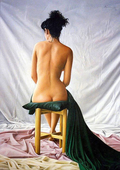 Desnudo sentado Pastel Paper Nude Paintings