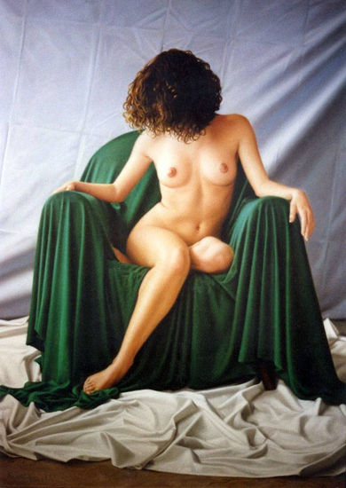 El sillón verde I Pastel Papel Desnudos