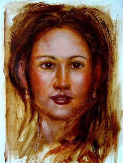 retrato de Luisa Oil Paper Portrait