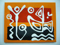 WHITE ON BLACK,RED AND ORANGE