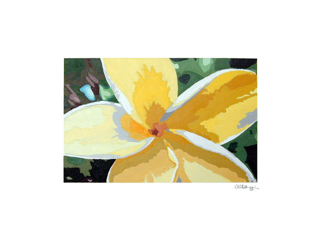 Florecilla amarilla Acrylic Textile Floral Painting