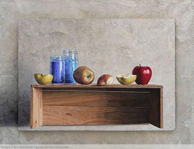 Pigmentos azules Oil Panel Still Life Paintings