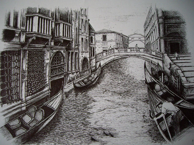 venecia canal Tinta Papel Paisaje