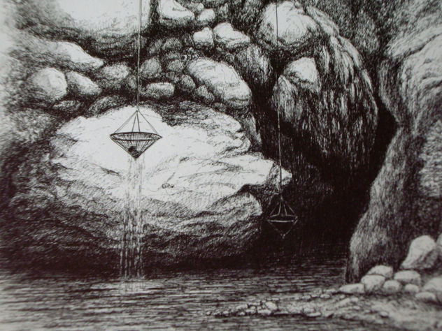 detalle de casa en las rocas