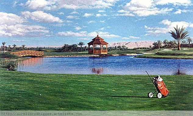 Golf en Bahrain Óleo Lienzo Paisaje