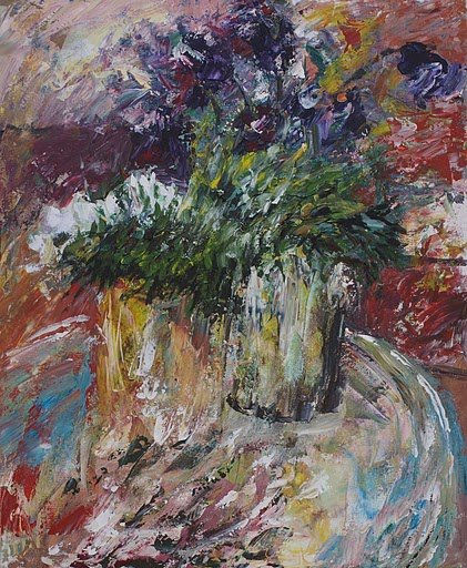 vasos con flores Acrylic Canvas Floral Painting