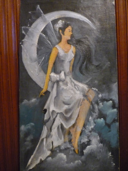 hada sentada en la luna Oil Canvas Landscaping