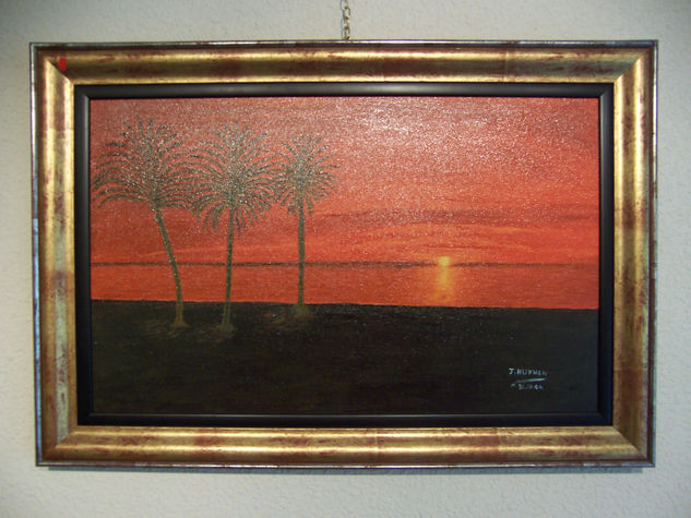 El anochezer con fuerte sol Oil Canvas Landscaping