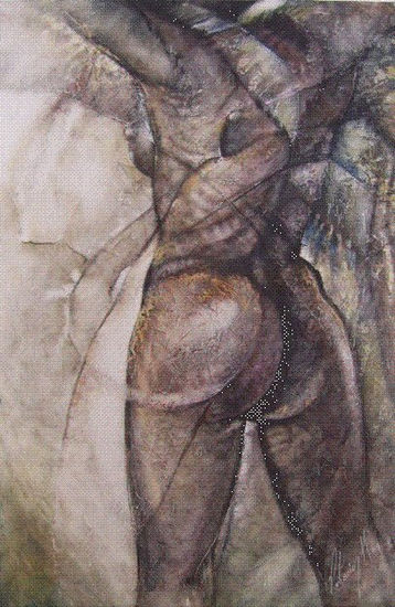 de la serie morena atavica 1 Mixed media Canvas Nude Paintings