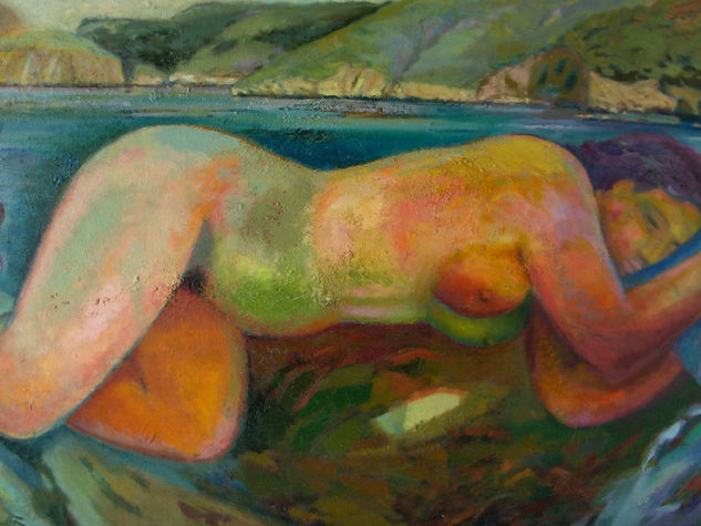 Ni la fuerza del sol podrá despertar a esta sirena. Oil Canvas