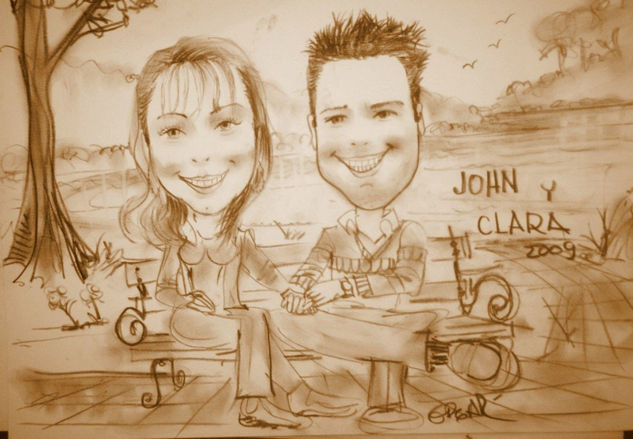 caricatura de pareja Charcoal