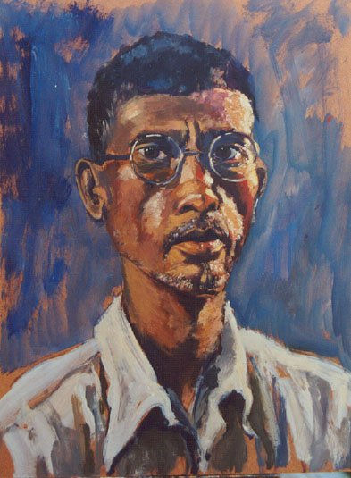 Profesor Oil Panel Portrait