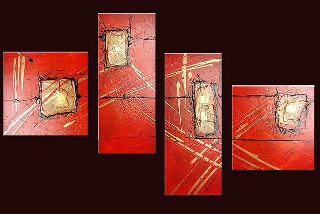 poliptico rojo con texturas Oil Canvas Figure Painting