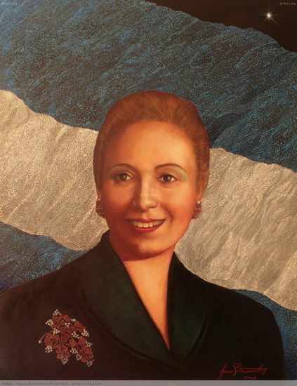 " Evita Peron" Oil Canvas Portrait