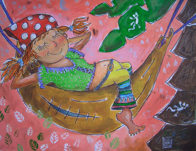 Sleeping Pirate Girl Acrílico Lienzo Otros