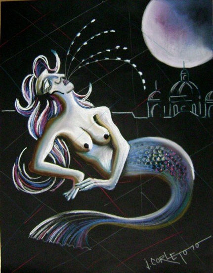 LA SIRENA DEL VIERNES SANTO Pastel Paper Figure Painting