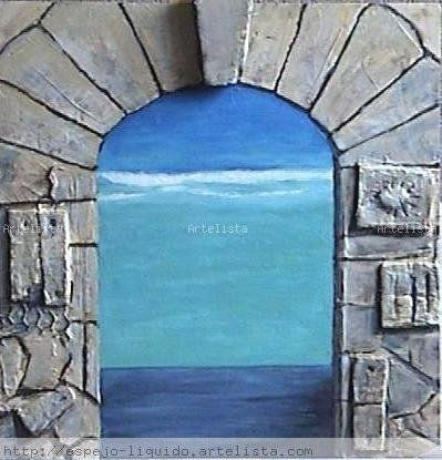 Puerta al Mar Mixed media Canvas Marine Painting