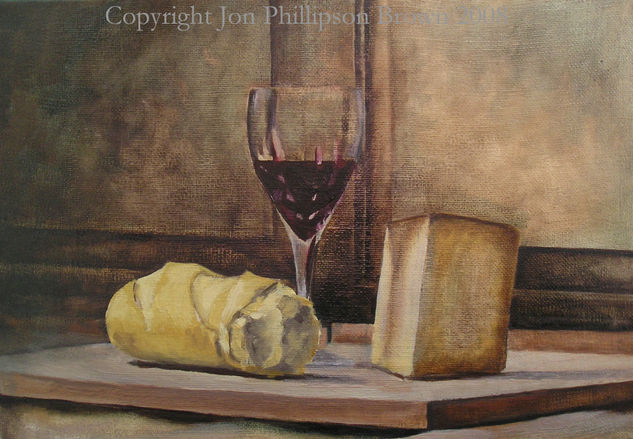 bodegon con copa de tinto Oil Canvas Still Life Paintings