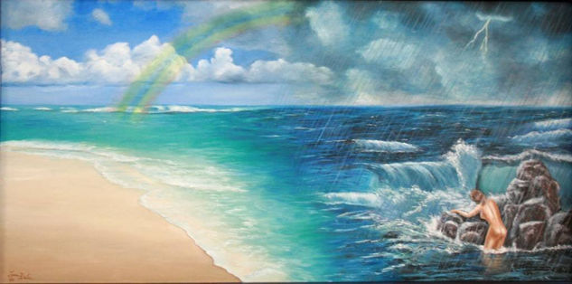 atras del arcoiris Oil Canvas Landscaping