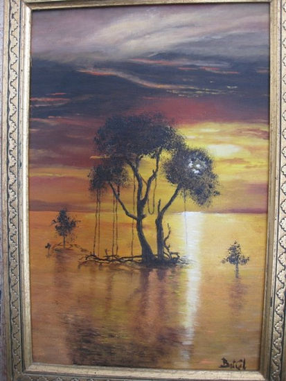 Atardecer en Savusavu Oil Canvas Landscaping