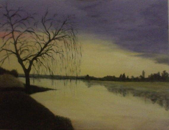 Amanecer en el lago Acrylic Canvas Landscaping