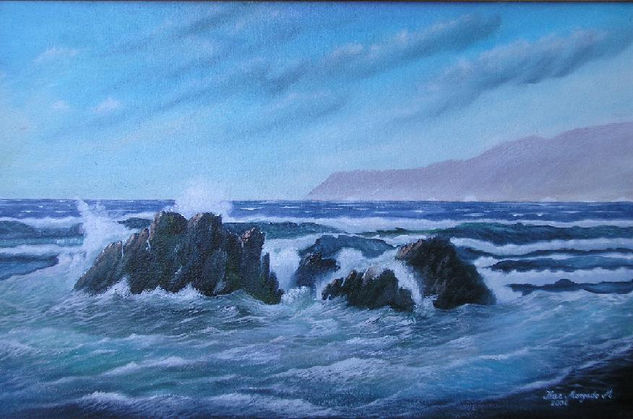 Rocas en la playa. Óleo Lienzo