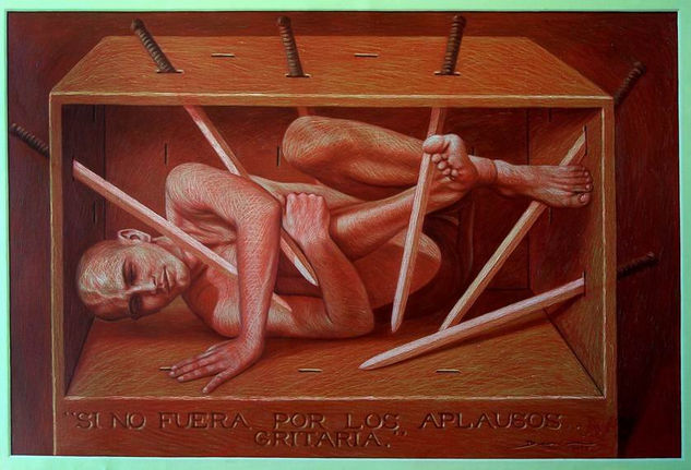 Si no fuera por los aplausos gritaría, Denis Nuñez Oil Canvas Portrait