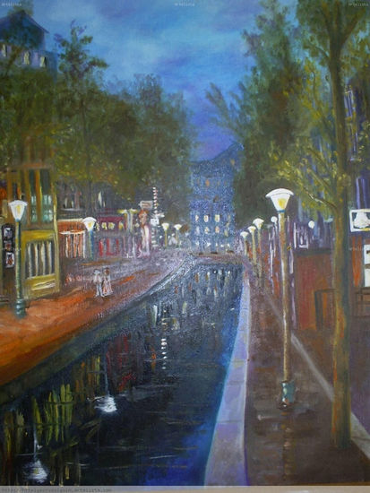 "Atardecer en Amsterdam" Óleo Tela Paisaje