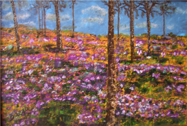 Flores y troncos Oil Canvas Landscaping