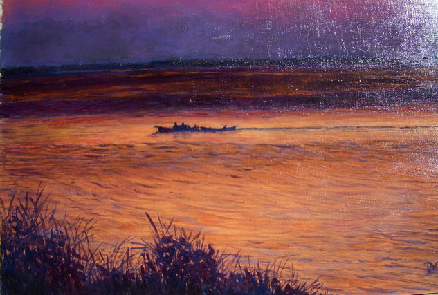 Puesta de sol en Albufera Oil Canvas Landscaping