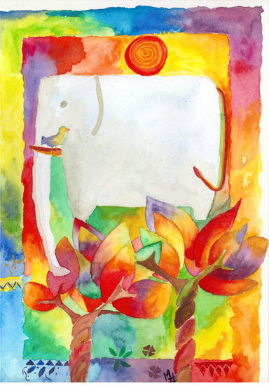 Elefante levitando Watercolour Paper Animals