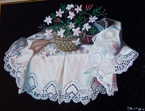 Encajes y jazmines Oil Canvas Still Life Paintings