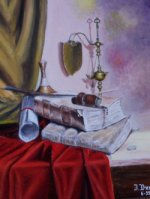 Bodegón con Libros Oil Canvas Still Life Paintings