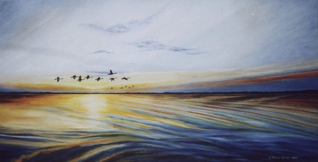 atardecer sobre el lago