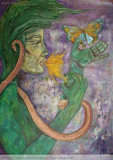 El Beso de la Mariposa Acrylic Card Figure Painting