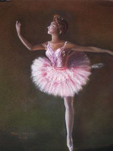 Bailarina de ballet Pastel Paper Figure Painting