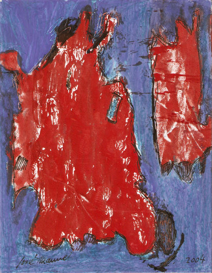 Rojo sobre azul Gouache Paper Others