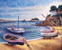 Barcas en reposo Oil Canvas Marine Painting