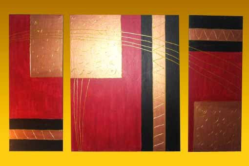 cuadros triptico abstracto texturado 02