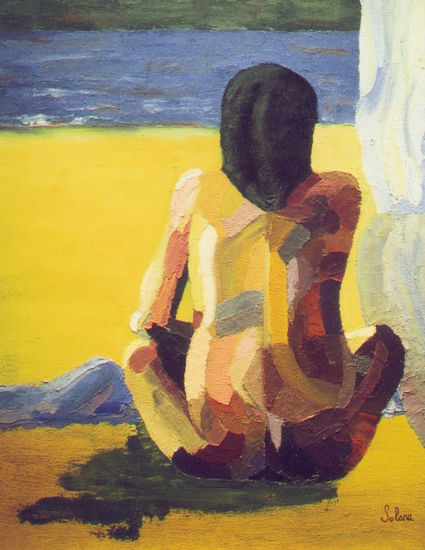 Mujer frente al mar Oil Canvas Figure Painting