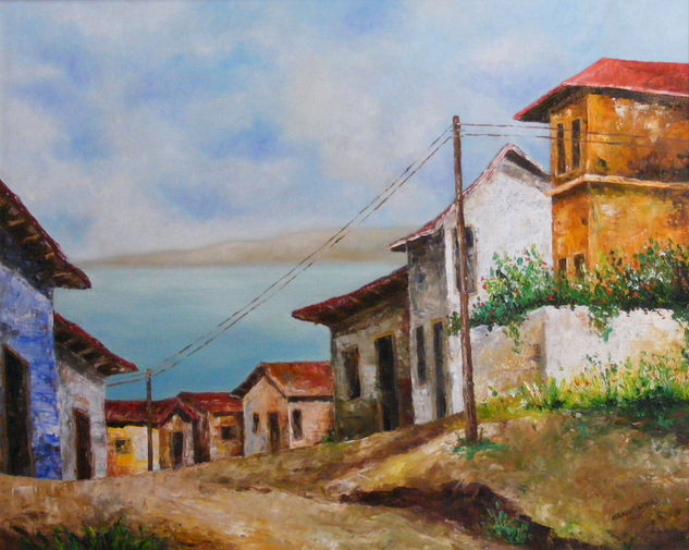 casas de valparaiso Óleo Otros Paisaje