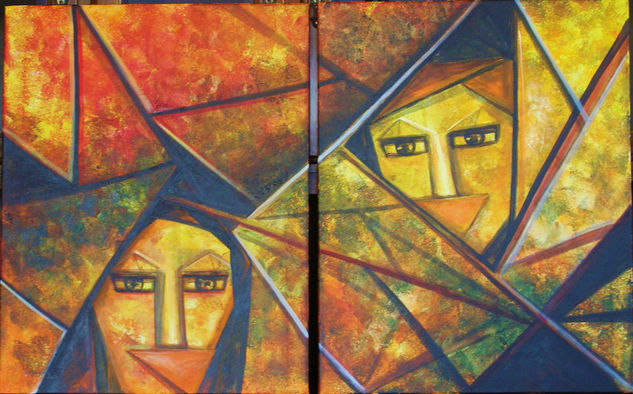 ÍNSIDE Serie Triangulismos Acrylic Canvas Figure Painting