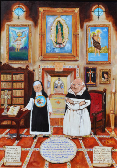 Retrato deSor Laica Garabito y Fray Polito en la Biblioteca del Convento de las hermanas Carmelitas Óleo Lienzo Retrato