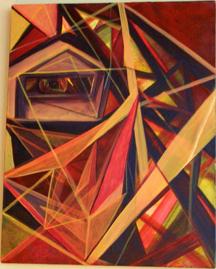 THROUGH serie Triangulismos Acrylic Canvas Figure Painting